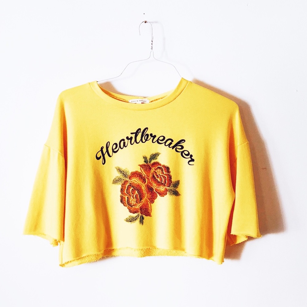 Yellow “Heartbreaker” Cropped Sweatshirt